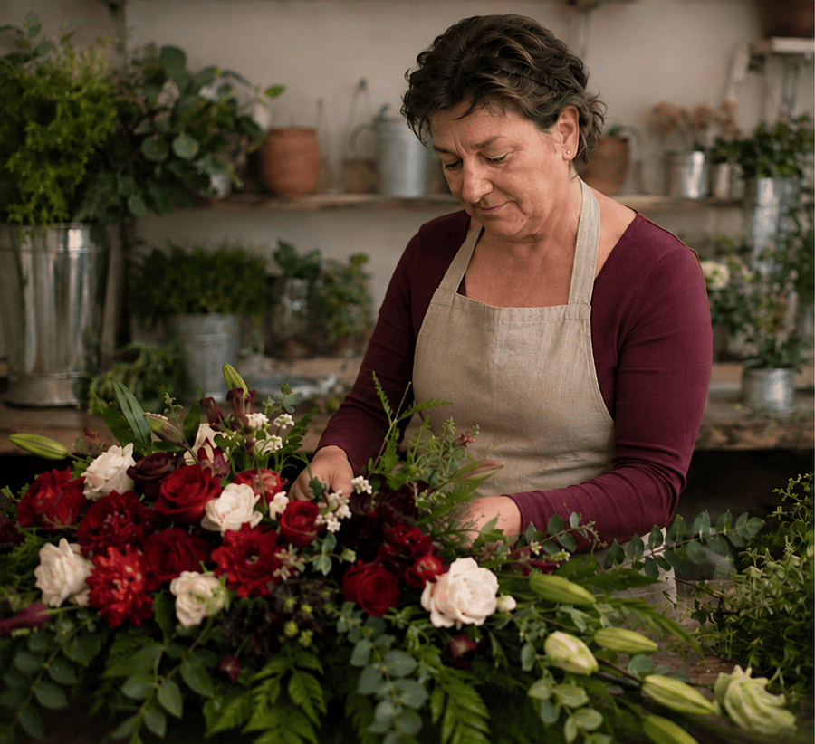Pearl & Bloom - preparing funeral flowers
